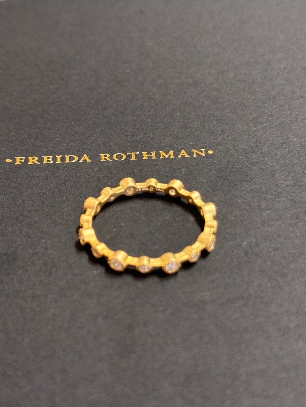 Freida Rothman Gold Alternating Bezel Stacking Ring - Picture 6 of 7